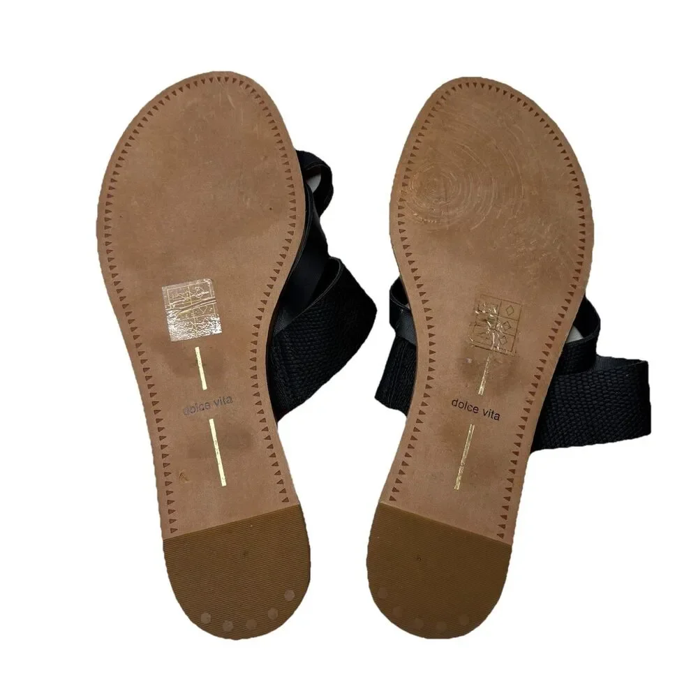 Dolce Vita Black Paddy Vegan Leather Sandals women's size 10